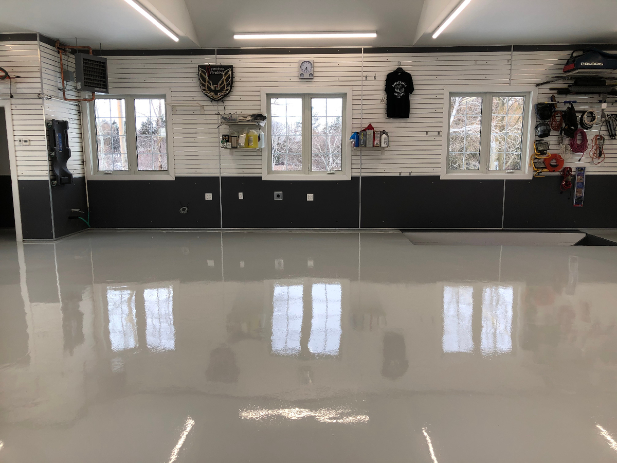 Garage with epoxy floor